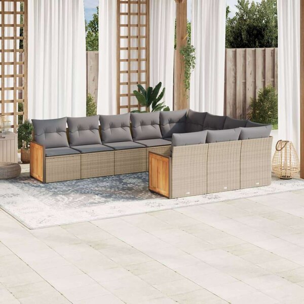 VidaXL Polyrattan Kerti Ülőgarnitúra - 10 részes - Bézs