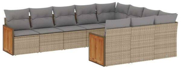 VidaXL Polyrattan Kerti Ülőgarnitúra - 10 részes - Bézs