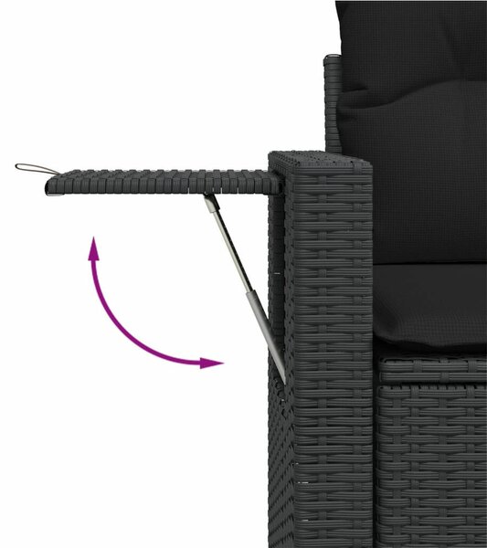 VidaXL Polyrattan Kerti Ülőgarnitúra - 9 részes - Fekete