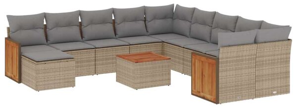 VidaXL Polyrattan Kerti Ülőgarnitúra - 12 részes - Bézs