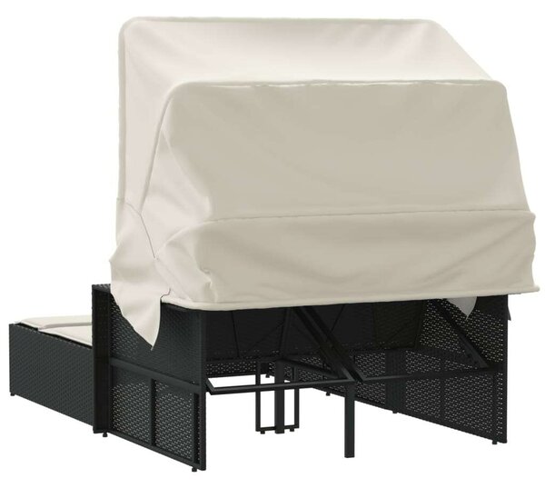 VidaXL Dupla Napozóágy - Polyrattan - Fekete - 201x110cm
