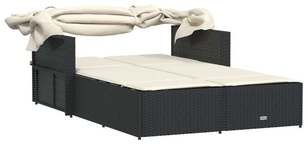 VidaXL Dupla Napozóágy - Polyrattan - Fekete - 201x110cm