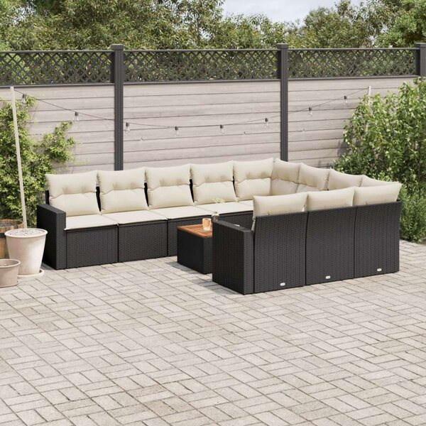 VidaXL Polyrattan Kerti Ülőgarnitúra - 11 részes - Fekete