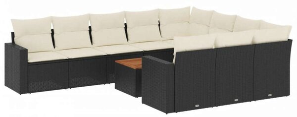 VidaXL Polyrattan Kerti Ülőgarnitúra - 11 részes - Fekete