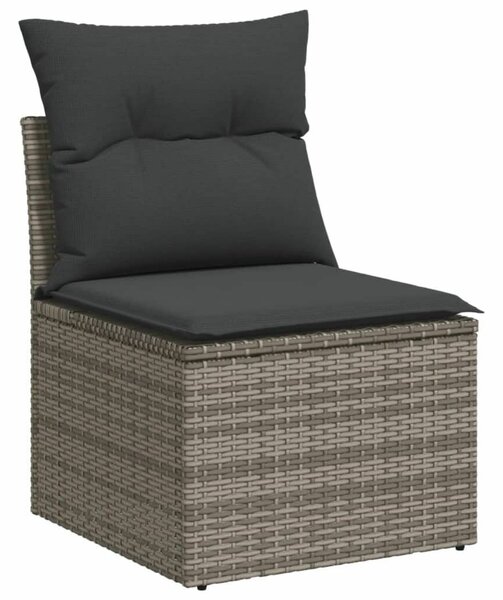 VidaXL 7 részes szürke polyrattan kerti ülőgarnitúra párnákkal