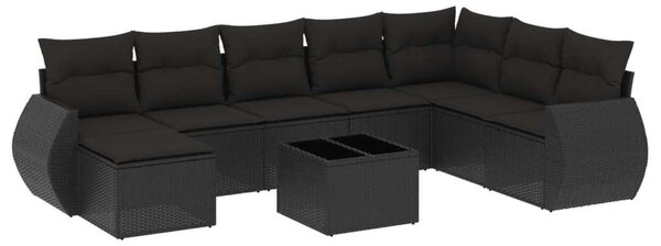 VidaXL Polyrattan Kerti Ülőgarnitúra - 9 részes - Fekete