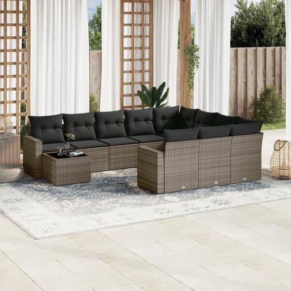 VidaXL Polyrattan Kerti Ülőgarnitúra - 11 részes - Szürke