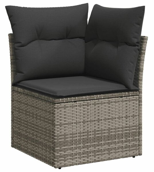 VidaXL 7 részes szürke polyrattan kerti ülőgarnitúra párnákkal