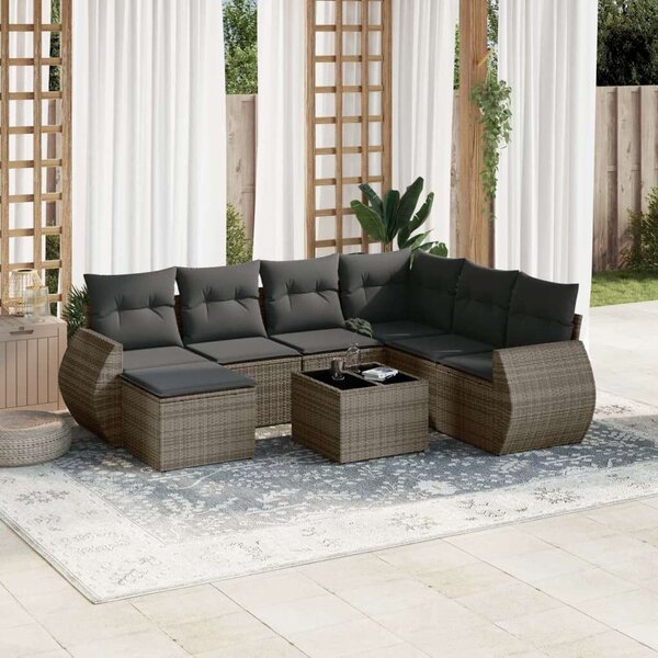 VidaXL Polyrattan Kerti Ülőgarnitúra - 8 részes - Szürke