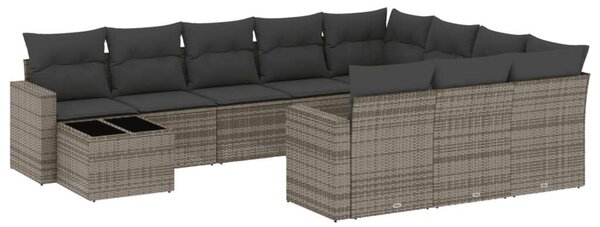 VidaXL Polyrattan Kerti Ülőgarnitúra - 11 részes - Szürke