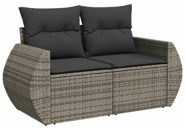 VidaXL 7 részes szürke polyrattan kerti ülőgarnitúra párnákkal