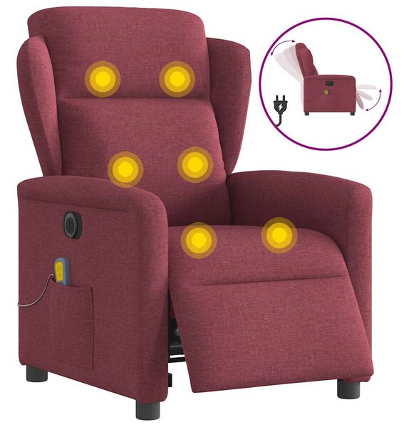 Bordó szövet elektromos dönthető masszázsfotel