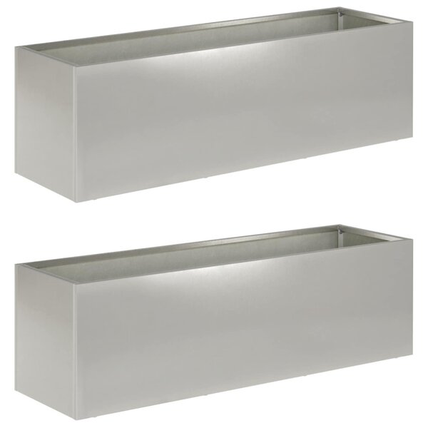 Kerti cserép 2 db Ezüst 100 x 30 x 30 cm Rozsdamentes Acél