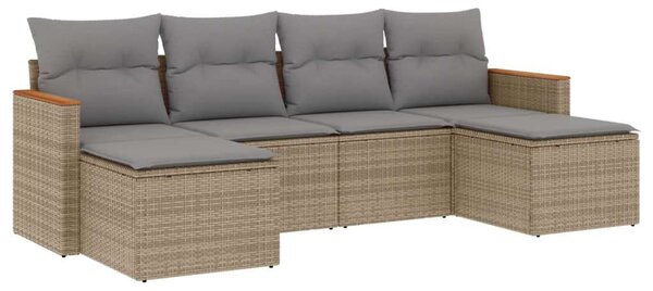 VidaXL Polyrattan Kerti Ülőgarnitúra - 6 részes - Bézs
