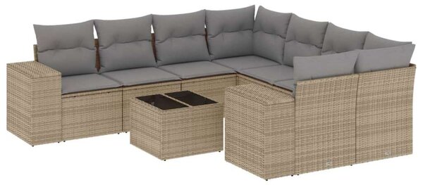 VidaXL Polyrattan Kerti Ülőgarnitúra - 9 részes - Bézs
