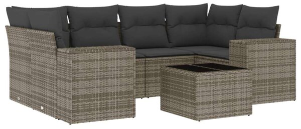 VidaXL Polyrattan Kerti Ülőgarnitúra - 7 részes - Szürke