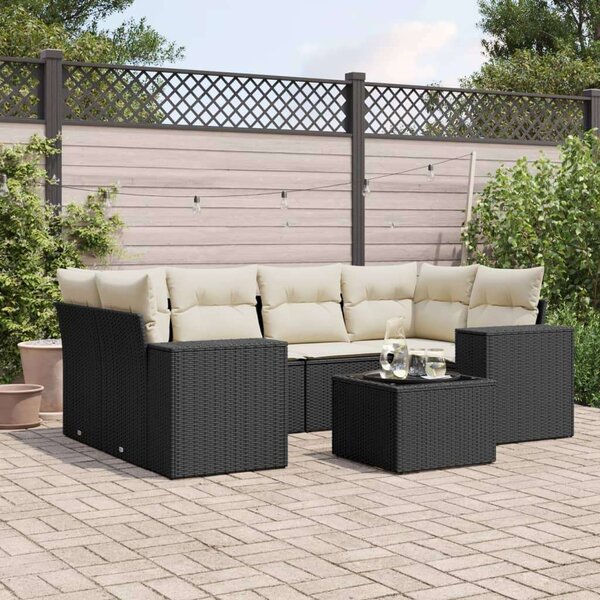 VidaXL Polyrattan Kerti Ülőgarnitúra - 7 részes - Fekete