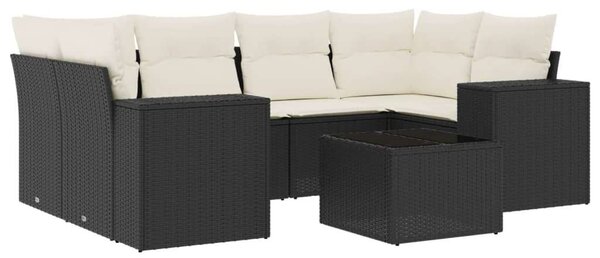 VidaXL Polyrattan Kerti Ülőgarnitúra - 7 részes - Fekete