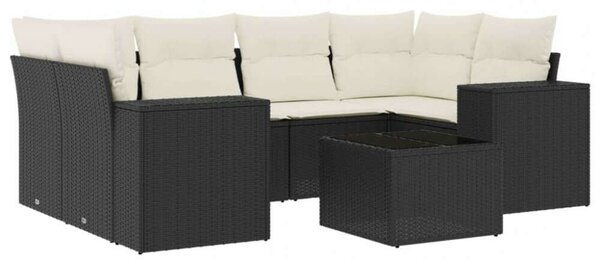 VidaXL Polyrattan Kerti Ülőgarnitúra - 7 részes - Fekete