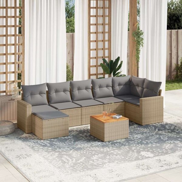 VidaXL Polyrattan Kerti Ülőgarnitúra - 8 részes - Bézs