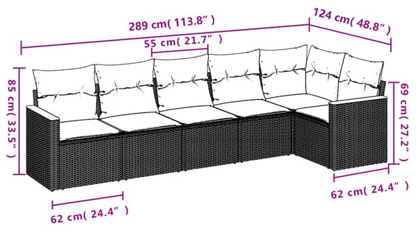 VidaXL Polyrattan Kerti Ülőgarnitúra - 6 részes - Bézs