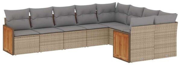 VidaXL Polyrattan Kerti Ülőgarnitúra - Bézs - 9 részes