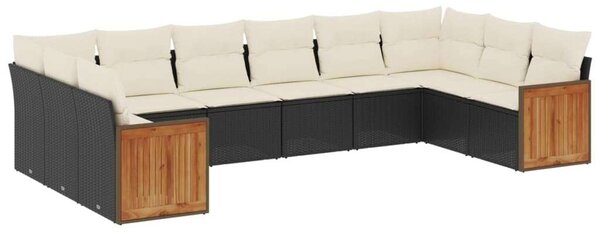 VidaXL Polyrattan Kerti Ülőgarnitúra - 10 részes - Fekete