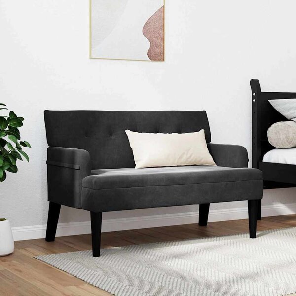VidaXL Chesterfield Pad Fekete 112 x 65,5 x 75 cm Bársony