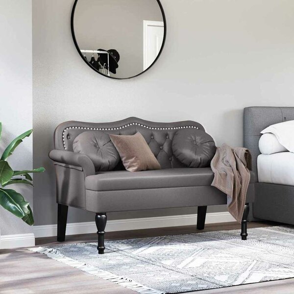 VidaXL Chesterfield Pad párnával Szürke 120,5 x 65 x 75 cm Műbőr