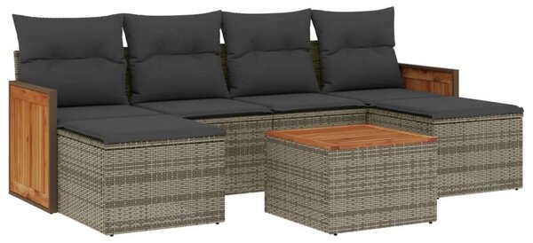 VidaXL Polyrattan Kerti Ülőgarnitúra - 7 részes - Szürke