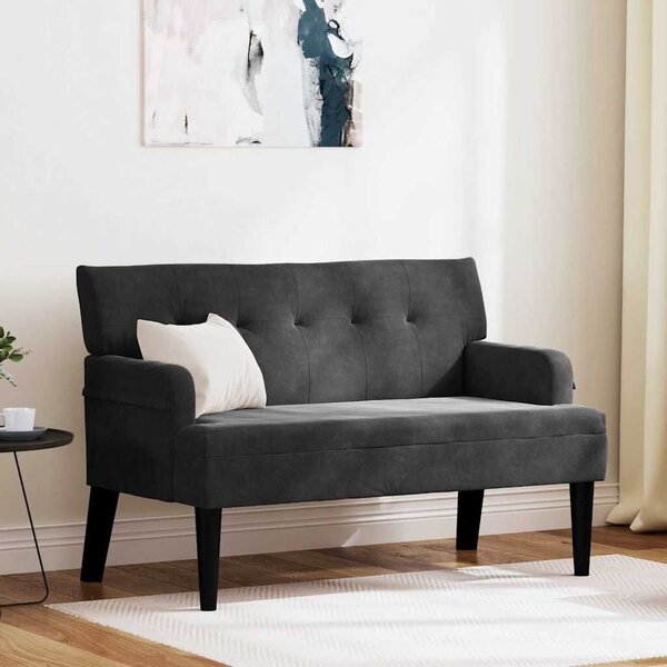 VidaXL Chesterfield Pad Fekete 112 x 65,5 x 75 cm Bársony