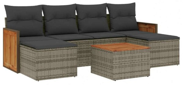 VidaXL Polyrattan Kerti Ülőgarnitúra - 7 részes - Szürke