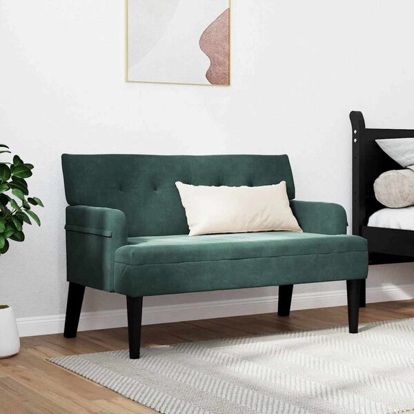 VidaXL Chesterfield Pad Sötétzöld 112 x 65,5 x 75 cm Bársony