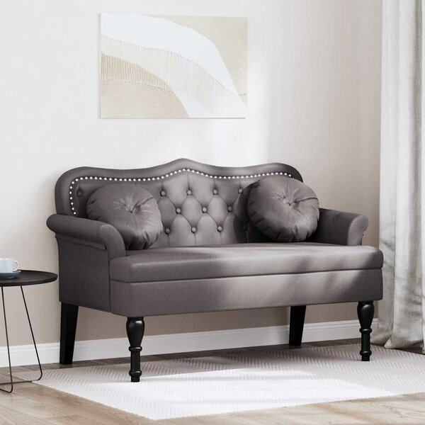 VidaXL Chesterfield Pad párnával Szürke 120,5 x 65 x 75 cm Műbőr