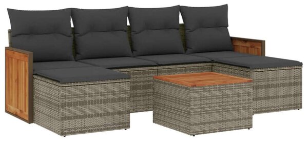 VidaXL Polyrattan Kerti Ülőgarnitúra - 7 részes - Szürke