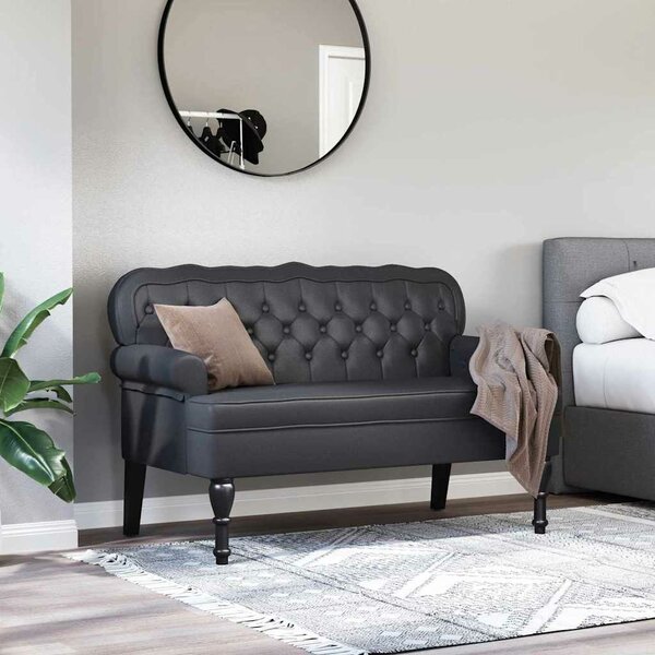 VidaXL Chesterfield Pad Fekete 119.5 x 64.5 x 75 cm Műbőr
