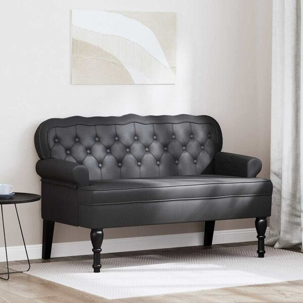 VidaXL Chesterfield Pad Fekete 119.5 x 64.5 x 75 cm Műbőr