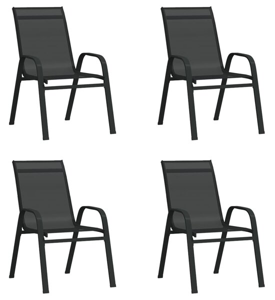 VidaXL 4 db fekete textilén rakásolható kerti szék