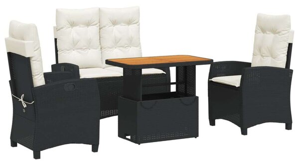 VidaXL Polyrattan Kerti Étkezőgarnitúra - 4 részes, Fekete