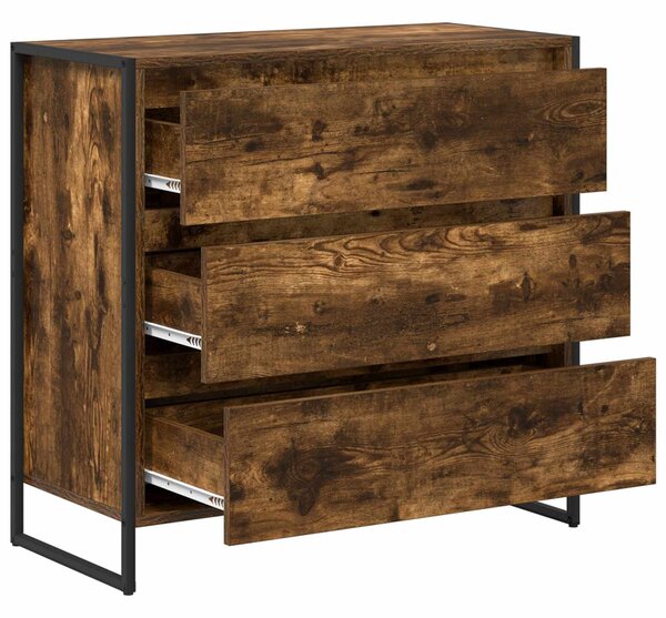 VidaXL Széf fiókkal Füstös tölgy 79 x 36 x 75.5 cm Faanyag