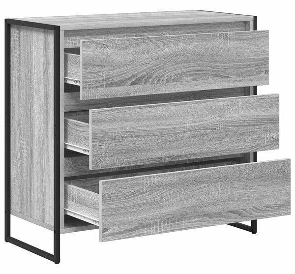 VidaXL Széf fiókkal Szürke Sonoma 79 x 36 x 75.5 cm Faanyag