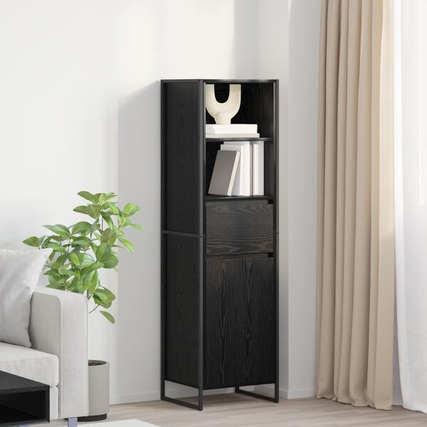VidaXL Könyvespolc fiókkal Fekete tölgy 43 x 36 x 150,5 cm Faanyag