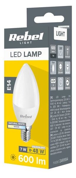 LED izzó 7W E14 4000K 230V Rebel gyertya