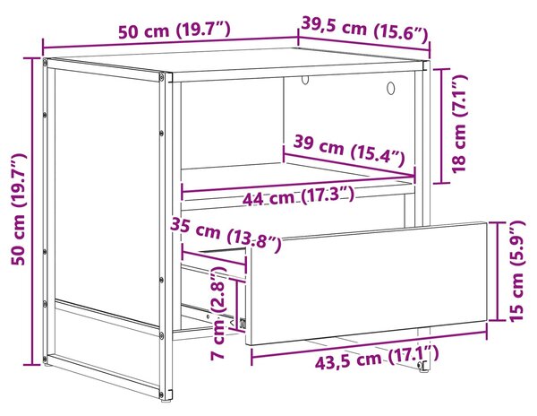 VidaXL Éjjeli asztal 2 pcs Szürke Sonoma 50 x 39,5 x 50 cm Faanyag