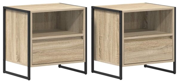 VidaXL Éjjeli asztal fiókkal 2 pcs Sonoma 50 x 39,5 x 50 cm Faanyag