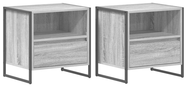 VidaXL Éjjeli asztal 2 pcs Szürke Sonoma 50 x 39,5 x 50 cm Faanyag