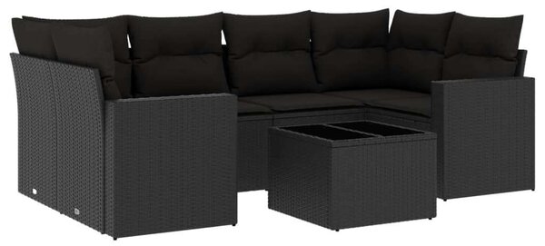 VidaXL Polyrattan Kerti Ülőgarnitúra - 7 részes - Fekete