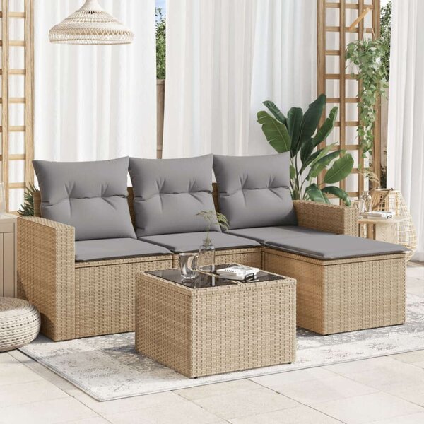 VidaXL Polyrattan Kerti Ülőgarnitúra - 5 részes - Bézs