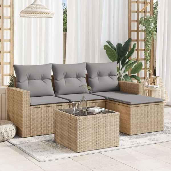 VidaXL Polyrattan Kerti Ülőgarnitúra - 5 részes - Bézs