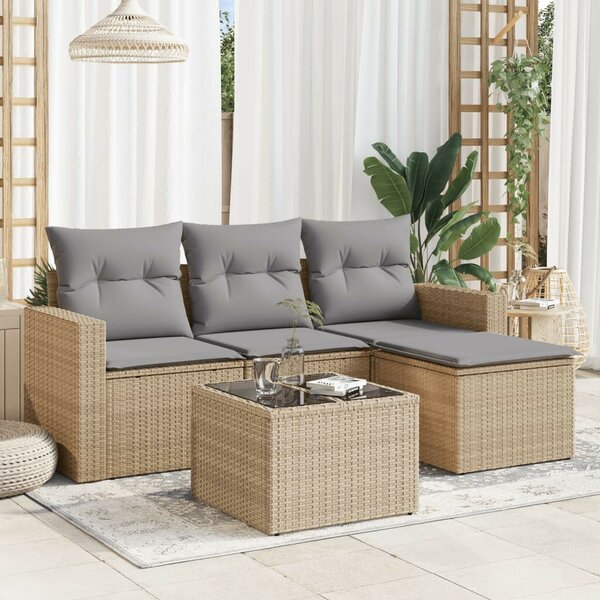 VidaXL Polyrattan Kerti Ülőgarnitúra - 5 részes - Bézs